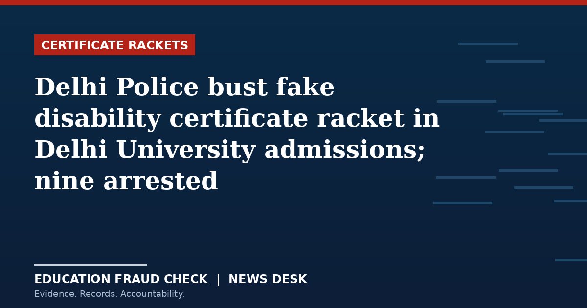 Delhi Police bust fake disability certificate racket in Delhi University admissions; nine arrested