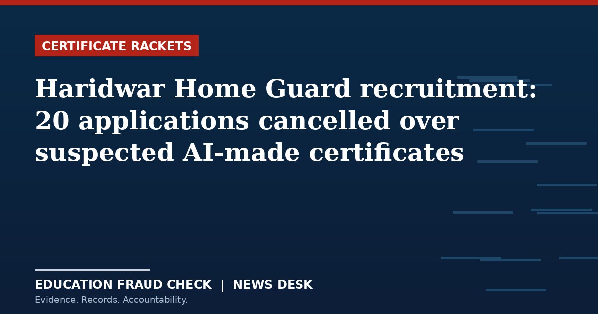 Haridwar Home Guard recruitment: 20 applications cancelled over suspected AI-made certificates