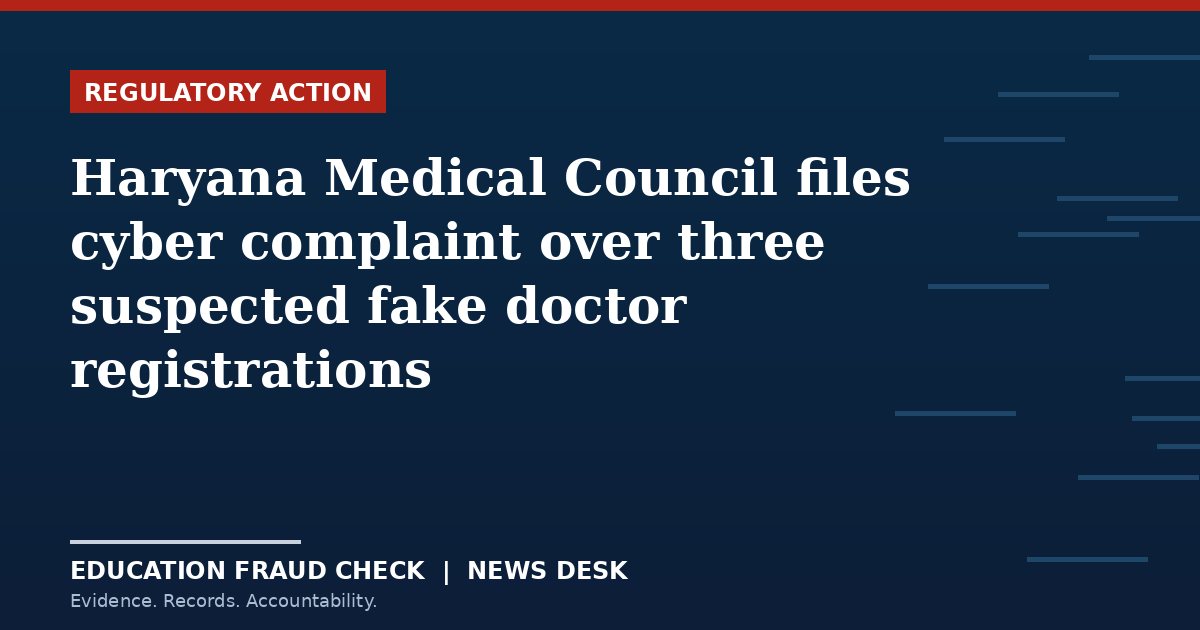 Haryana Medical Council files cyber complaint over three suspected fake doctor registrations