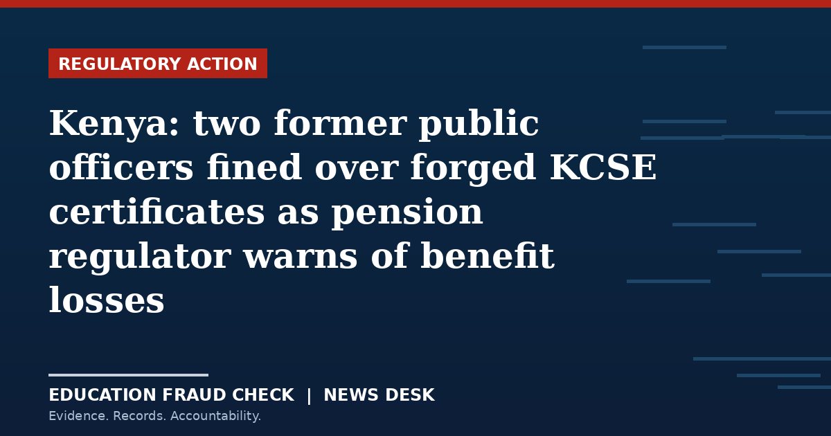 Kenya: two former public officers fined over forged KCSE certificates as pension regulator warns of benefit losses