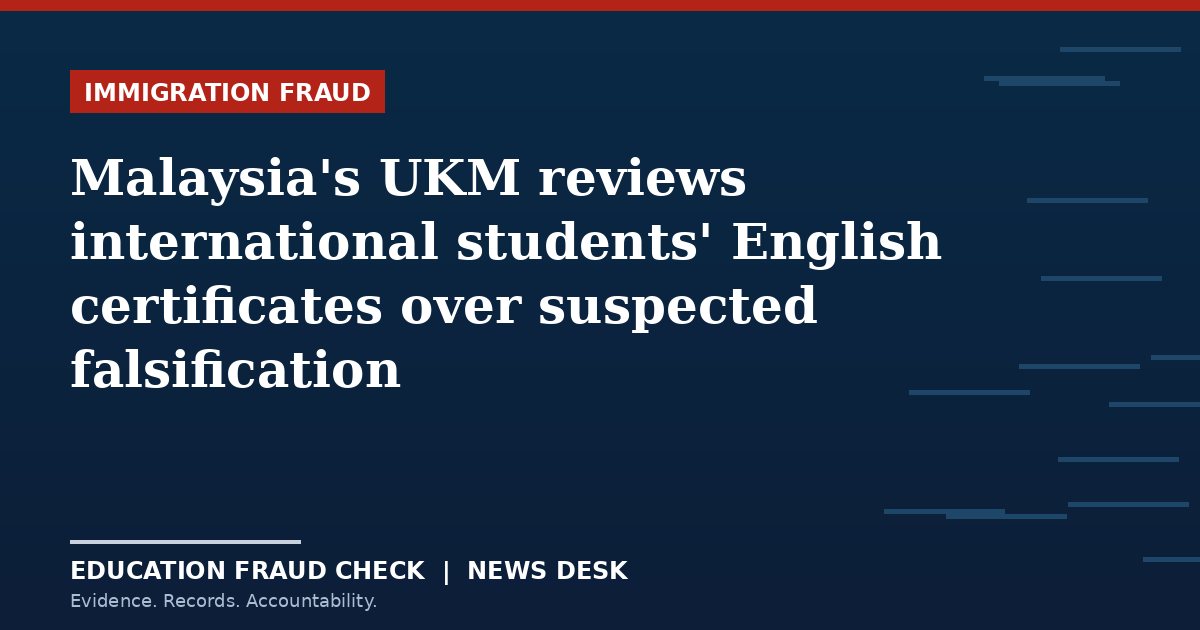 Malaysia's UKM reviews international students' English certificates over suspected falsification