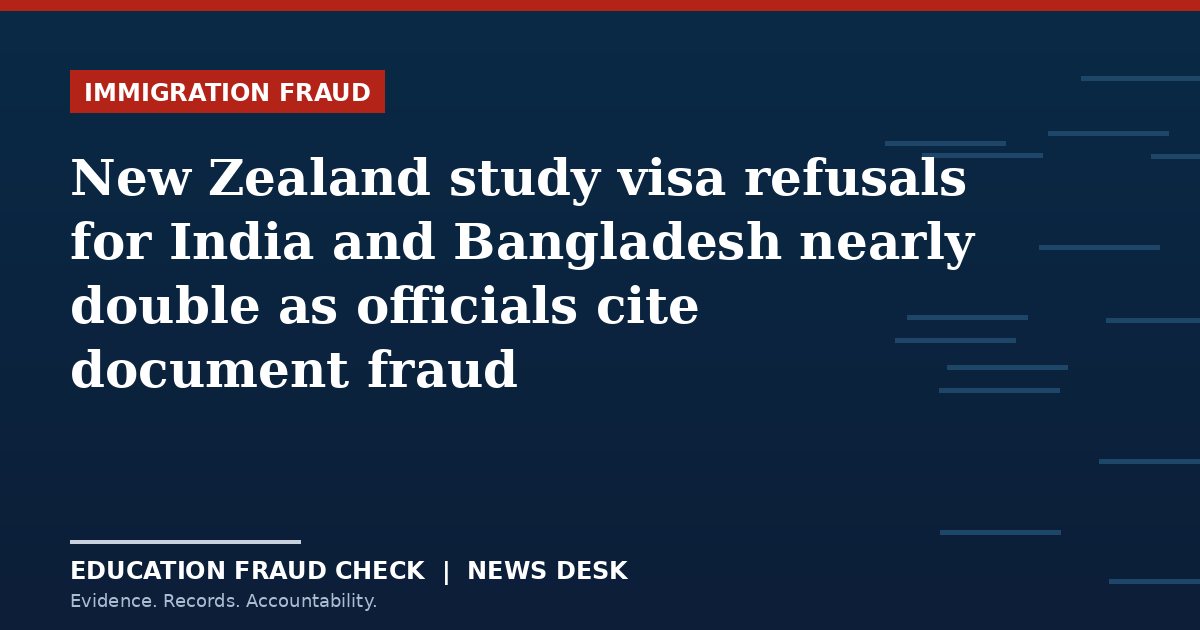 New Zealand study visa refusals for India and Bangladesh nearly double as officials cite document fraud