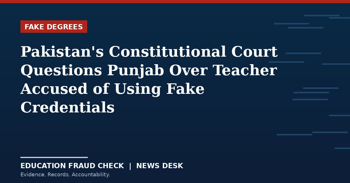 Pakistan's Constitutional Court Questions Punjab Over Teacher Accused of Using Fake Credentials