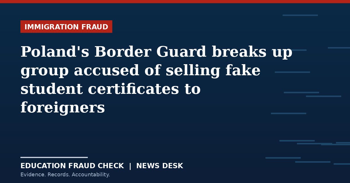 Poland's Border Guard breaks up group accused of selling fake student certificates to foreigners