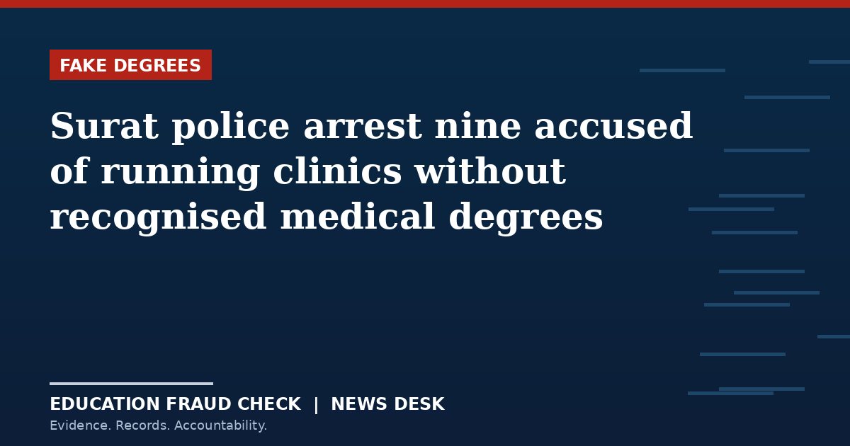 Surat police arrest nine accused of running clinics without recognised medical degrees