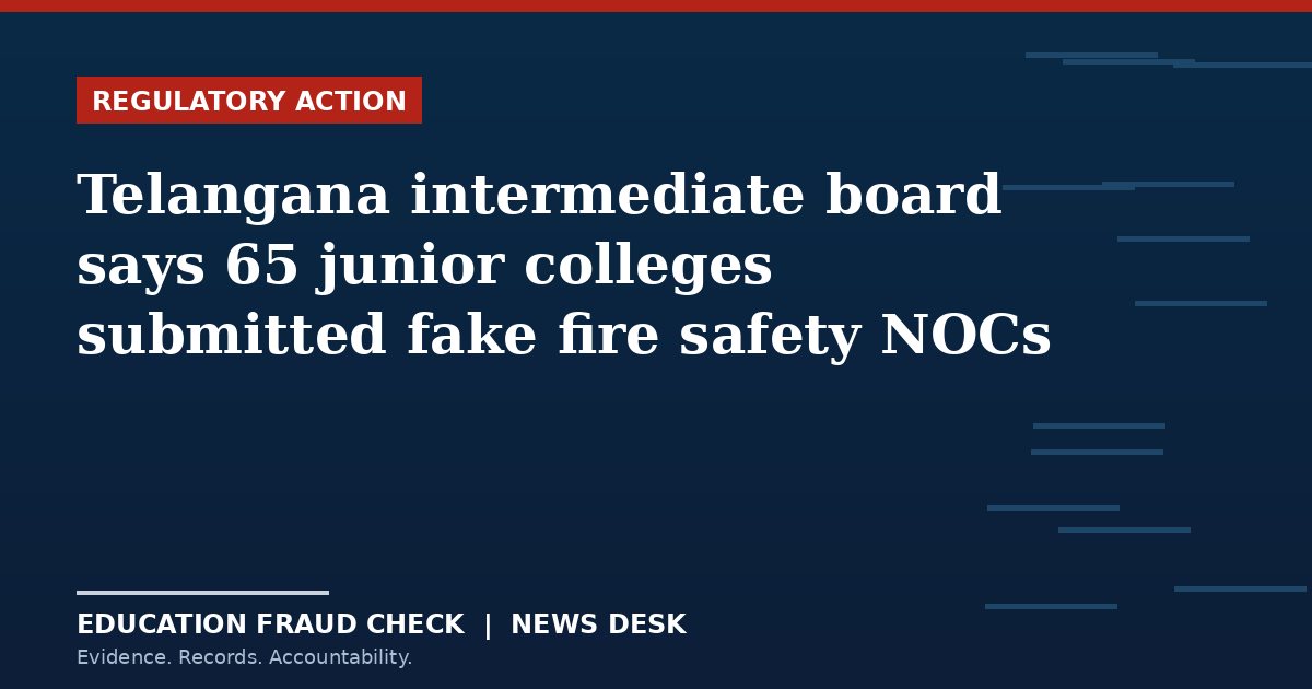 Telangana intermediate board says 65 junior colleges submitted fake fire safety NOCs
