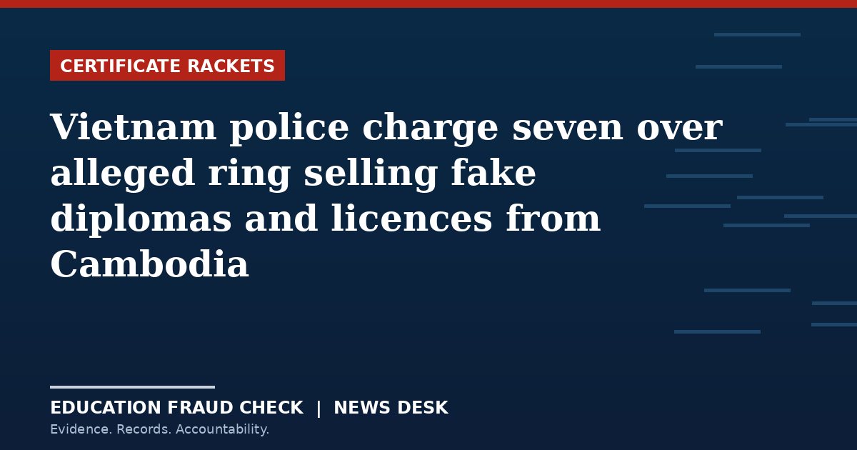 Vietnam police charge seven over alleged ring selling fake diplomas and licences from Cambodia