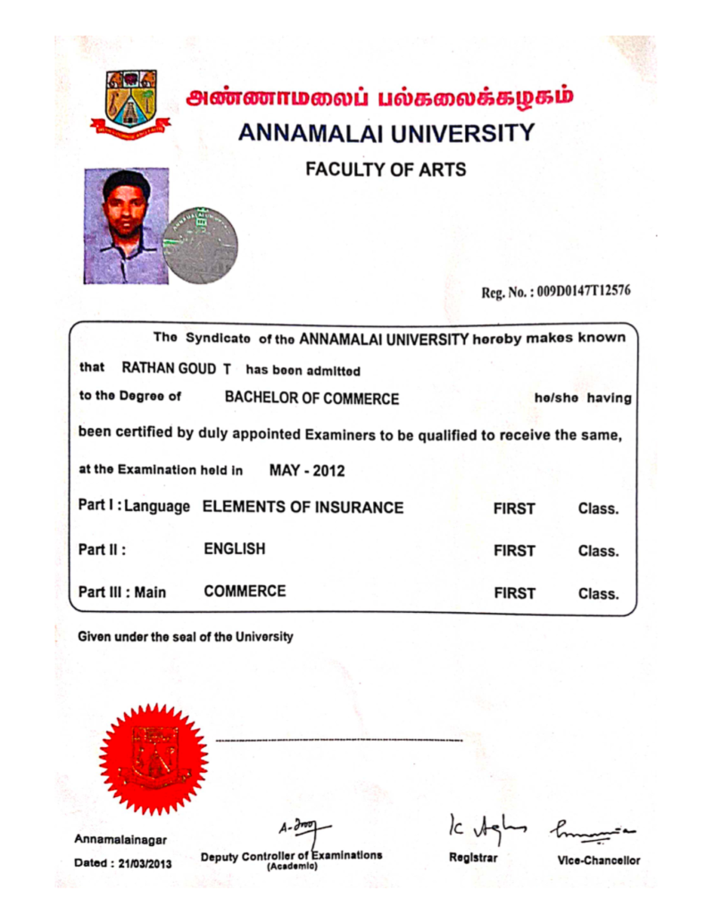 Annamalai University Fake Degree